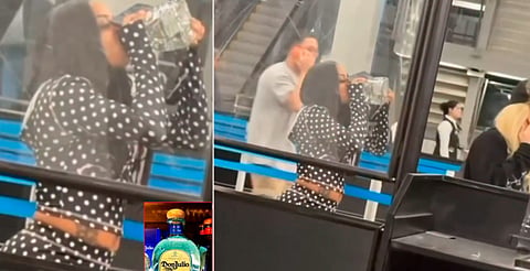 Pasajera bebe botella de tequila tras restricción de líquidos en aeropuerto de Estados Unidos