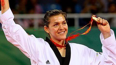 María del Rosario Espinoza, de Tae Kwon Do, lleva dos medallas, una de oro (Foto: @ COM_Mexico)