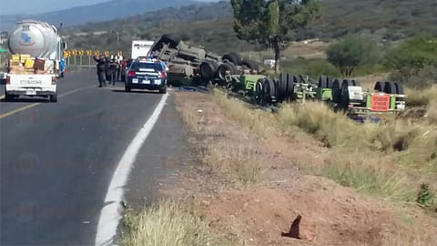 El afectado tripulaba un tractocamión Freightliner, con placas del Servicio Público Federal
