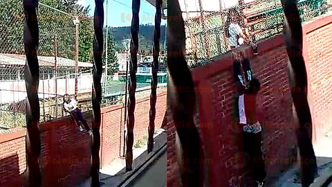 Video: Captan a estudiantes de la federal 5 se brincan la barda para “salársela”