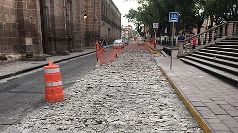 Continúan los trabajos de peatonalización en el Centro Histórico de Morelia (Foto: Cortesía)