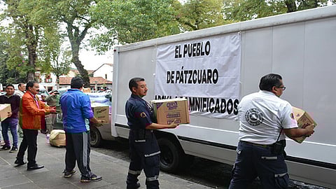 Uno de los centros de acopio se colocó en la plaza Vasco de Quiroga (Foto: Cortesía)