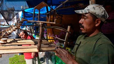 Cristóbal Gallegos, un campesino de la localidad de Las Mesas, se dedica a elaborar pesebres (Foto: RED 113)