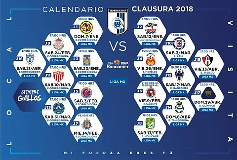 Destapan calendario del Torneo Clausura 2018