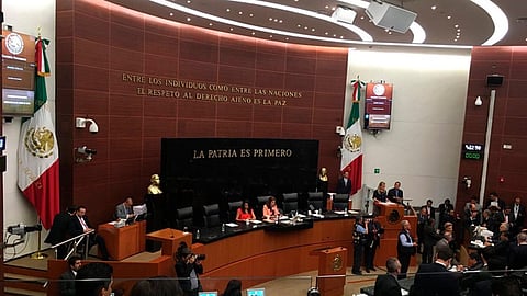 Integrantes del Movimiento por nuestros desaparecidos en México se pronuncian contra la Ley de Seguridad Interior (Foto: @MacedonioTamez)