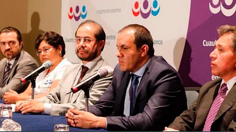 El actual alcalde de Cuernavaca rindió su segundo informe de gobierno durante el pacto firmado entre Morena y el PES (Foto: @nacion321)