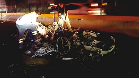 Pese a que Alberto Sentíes Palacios había dicho que vendió su Ferrari hace tiempo, dicho vehículo aún se encuentra a su nombre; la unidad era conducida por Iván Borbolla el día del choque Foto: @c4jimenez)