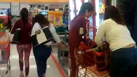 Después al ser llamadas "rateras" una de las dos se pone agresiva (Foto: Video Captura)
