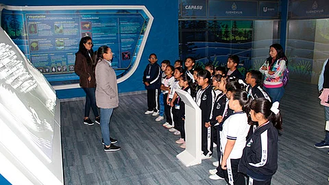 Un módulo de Saneamiento, donde se ejemplifica a los visitantes el funcionamiento de la Planta Tratadora de Aguas Residuales San Antonio (Foto: Cortesía)