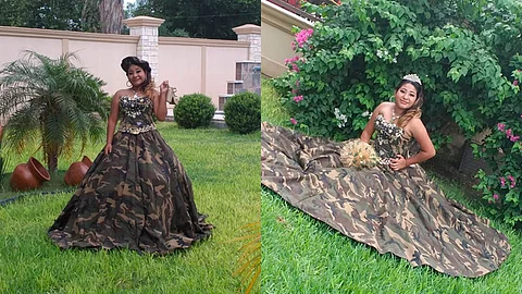 La criticaron en redes sociales por su vestido color militar
(Foto: Facebook/Georgina Berenice Palacios )