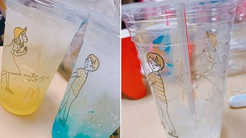 Cuando los vasos son inclinados de otras formas se pueden crear escenas indecentes (Foto: Twitter @miina_sama)
