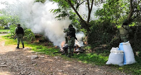 Los uniformados incineraron la droga en el mismo lugar donde la encontraron (Foto: Especial)