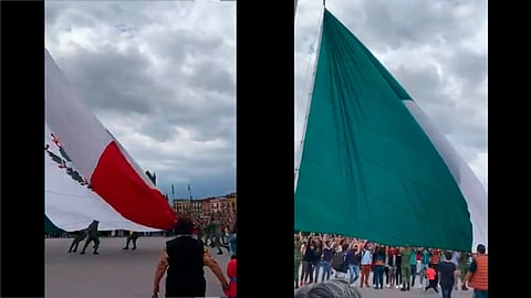 Había tal ventarrón que los soldados no podían con ella
(Foto: captura de pantalla)