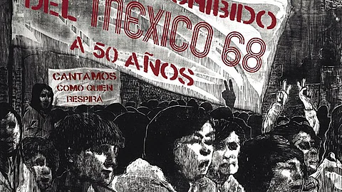 La exposición “Tlatelolco 1968” permanecerá abierta al público hasta el 4 de noviembre (Foto twitter CinetecaMexico)