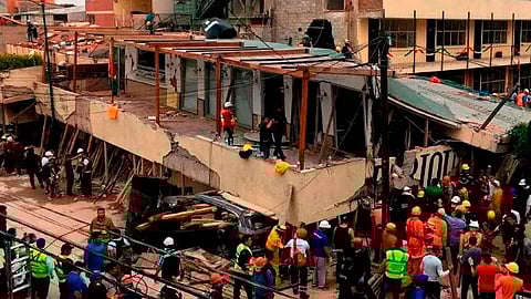 El colegio colapsó luego del sismo ocurrido el 19 de septiembre de 2017 (Foto: @NoraPJara)
