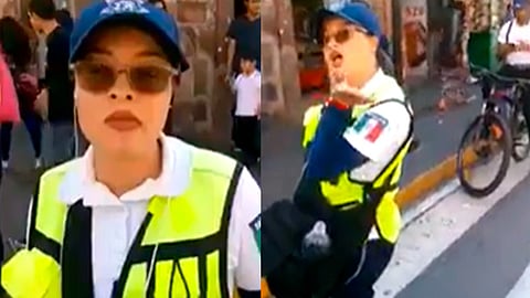 El agente de tránsito sostiene una discusión con una mujer (Foto: captura de pantalla)
