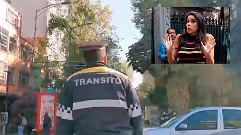 Ya pasó el funcionario, ¿verdad? Preguntó Paola al elemento de seguridad (Foto: Captura)