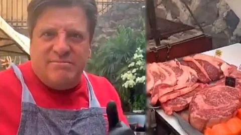 En las imágenes se le puede ver muy contento con todo y mandil (Foto: captura)