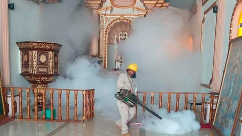 Las tareas de sanitización estuvieron a cargo de una brigada de la Jurisdicción Sanitaria número 4, con sede en Pátzcuaro (Foto: Cortesía)