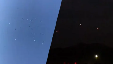 La luces en el cielo fueron captadas por internautas que rápidamente plagaron las redes sociales de los avistamientos (Foto Twitter: @NazarenaRomer18 )