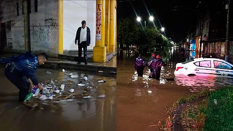 Policía de Morelia apoyo en el desazolve (Foto FB: Policía de Morelia)