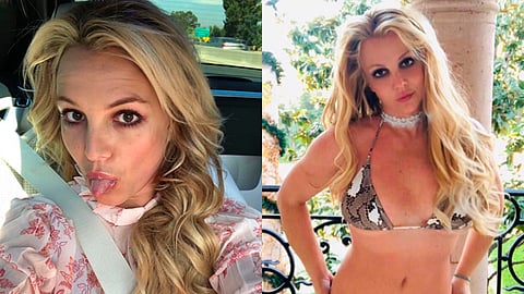 La cantante usa un top deportivo y un short, aunque de la cara no se ve bien, ya que aparece con el maquillaje corrido (Foto Facebook: Britney Spears)