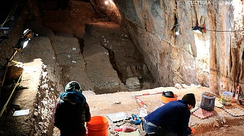 Los restos fueron encontrados en la Cueva del Chiquihuite, Zacatecas
(Foto Twitter: @cultura_mx)