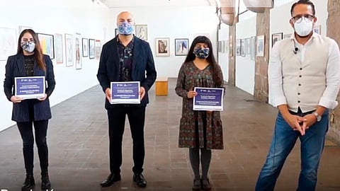 Los ganadores fueron Estefanía Román Silva, Rosa Jeannine Xochicale Solís y Valentín Gómez Narváez (Foto Facebook: ecretaría de Cultura de Michoacán)