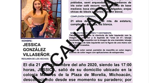 Esta tarde fue localizado el cuerpo sin vida de Jessica González Villaseñor (Foto: Cortesía)
