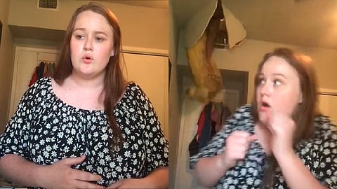 Según narró la joven, su mamá estaba en el ático buscando una maleta, pero se tropezó y cayó (Foto: captura TikTok/ lizjsm_)