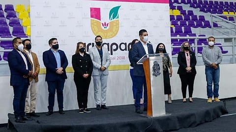 La presentación de la nueva estructura orgánica de la Administración Municipal se realizó en el nuevo Auditorio de la Unidad Deportiva Hermanos López Rayón (Foto: cortesía)