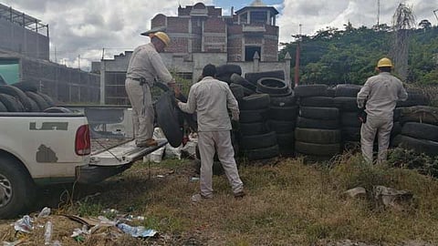 Previo a la nebulización en las viviendas se tienen que eliminar los criaderos del mosquito (Foto Facebook: Secretaría de Salud de Michoacán)