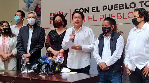 Mario Delgado también sostuvo diálogo con el presidente, Raúl Morón Orozco (Foto: Sayra Casillas)