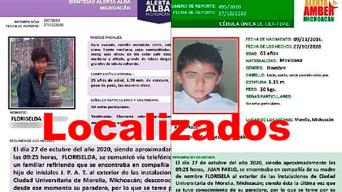 Localizan a madre e hijo desparecidos en Morelia