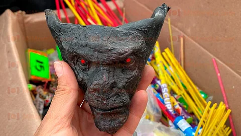 Entre los explosivos se encontró uno de alta peligrosidad conocido como “Cara de Demonio” (Foto: Cynthia Arroyo)