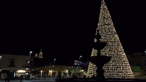 El árbol navideño se encuentra en la plaza Valladolid (Foto: Marco Santoyo)