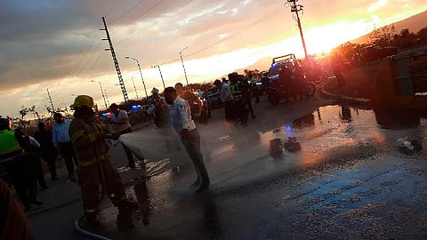 Del carro accidentado solo se supo que es de color blanco (Foto: RED-113)