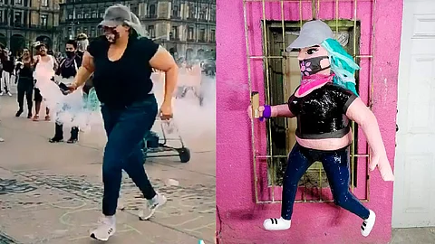 Usuarios de Internet han inmortalizado a la valiente mujer con ilustraciones, imágenes, un rap y hasta memes (Foto: Piñatería Ramírez)
