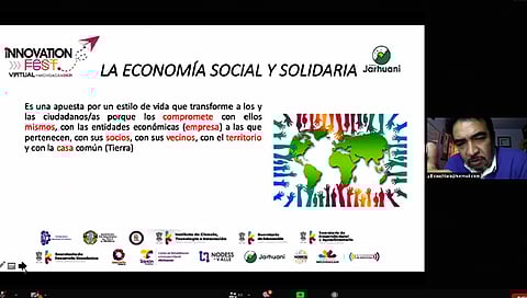 El doctor Rafael Lara, resaltó que la Economía Social y Solidaria es una apuesta por un estilo de vida que transforme a los ciudadanos (Foto Captura de Pantalla)