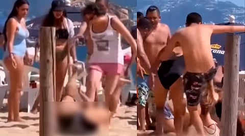 En las imágenes que fueron compartidas en redes sociales se observa a un hombre y a una mujer que pelean por un motivo hasta ahora desconocido (Foto Facebook: Guerrero de mis amores)