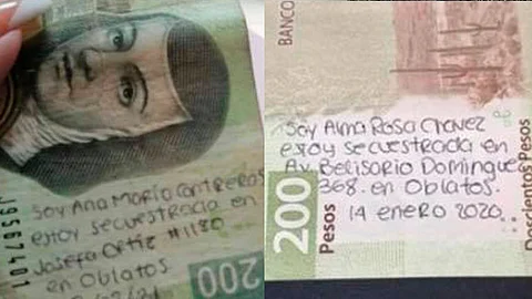 ¿Circulan billetes con mensajes de mujeres secuestradas?, esto se sabe