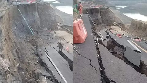 La carretera permanecería cerrada por lo menos de 10 a 15 días hasta antes del derrumbe (Foto: Molinero Vial)