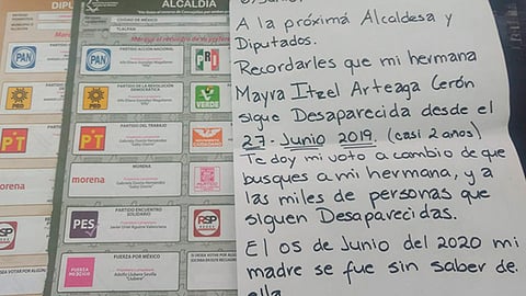"¿En dónde está Wendy?", se lee en una boleta (Foto: Twitter/AnalyNuno)
