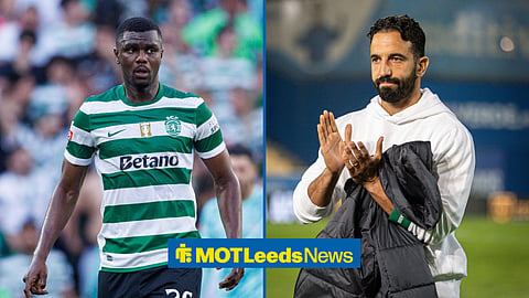 Ousmane Diomande in action for Sporting CP, with Ruben Amorim applauding alongside him