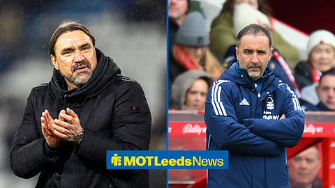 A 50-50 split image of Daniel Farke and Vitor Pereira.
