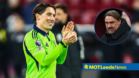 Harry Wilson in Fulham's 2025-26 third kit, clapping in the direction of Leeds United head coach, Daniel Farke.