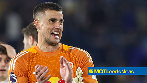 Karl Darlow applauding after a Leeds United match