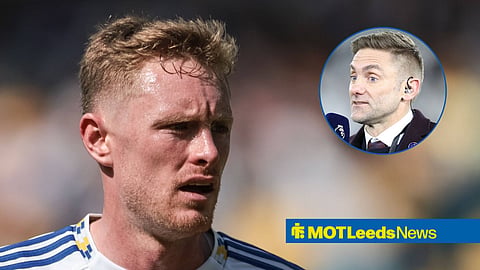 Sean Longstaff in action for Leeds United and Rob Green speaking pitchside
