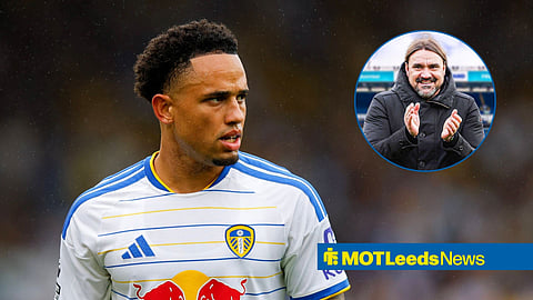 Noah Okafor in action for Leeds and Daniel Farke at Elland Road