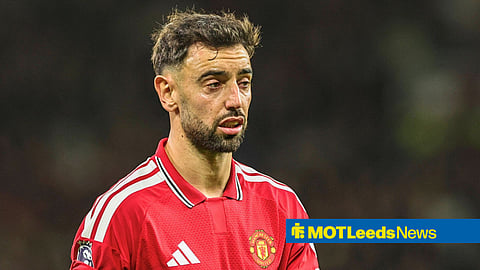 Bruno Fernandes looking on while playing for Manchester United